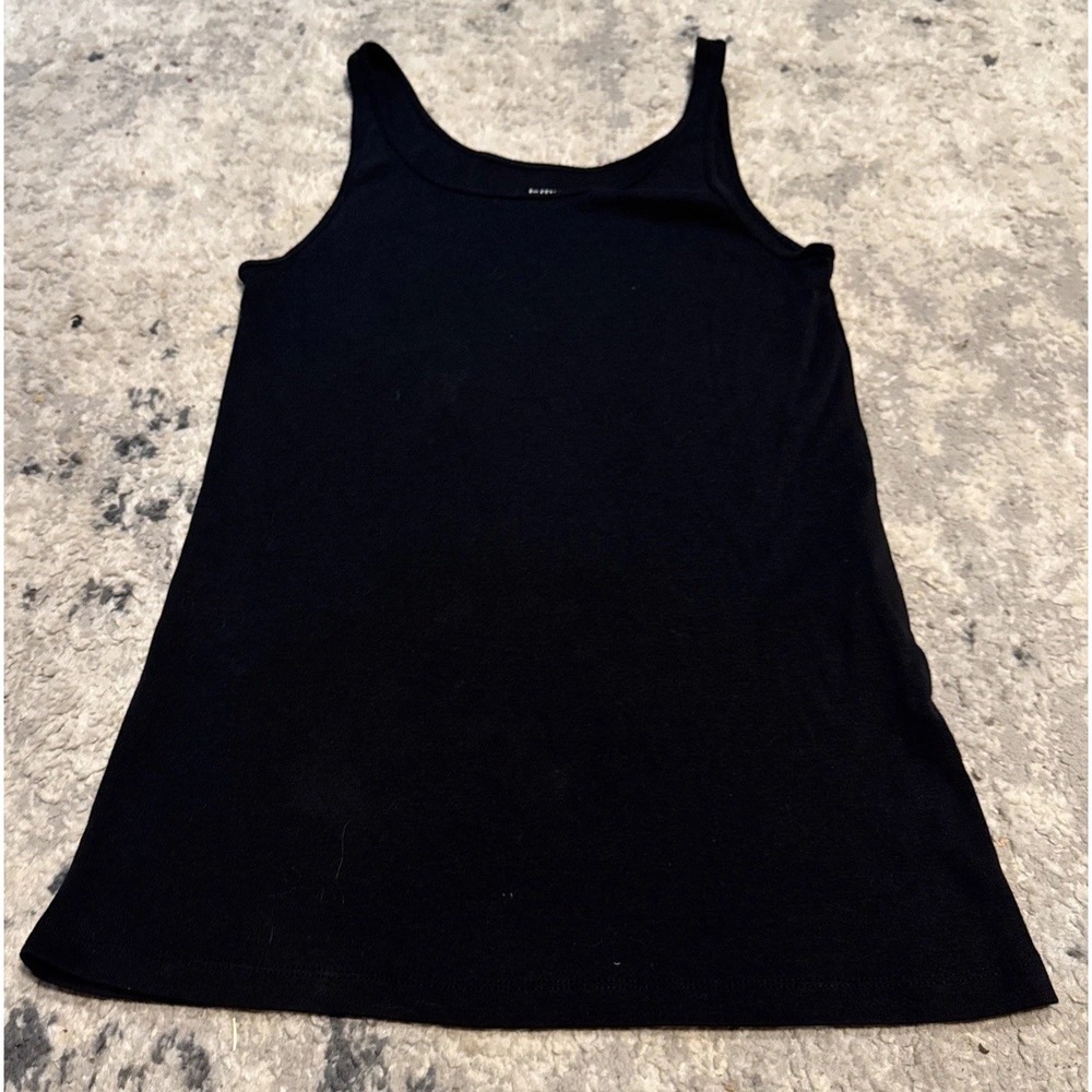 Eileen Fisher Black Scoopneck Lightweight Cotton Sleeveless Tank Size Large